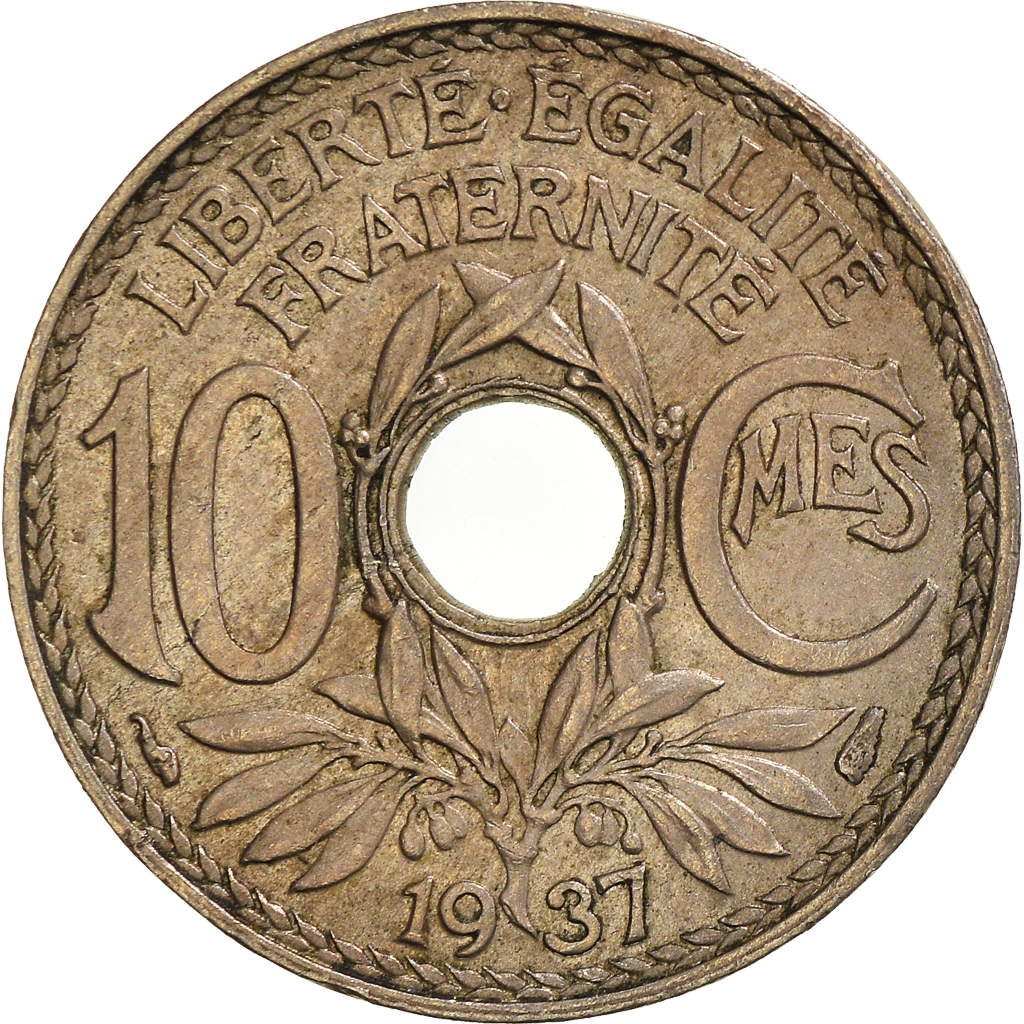 Moneda, Francia, 10 Centimes, 1937