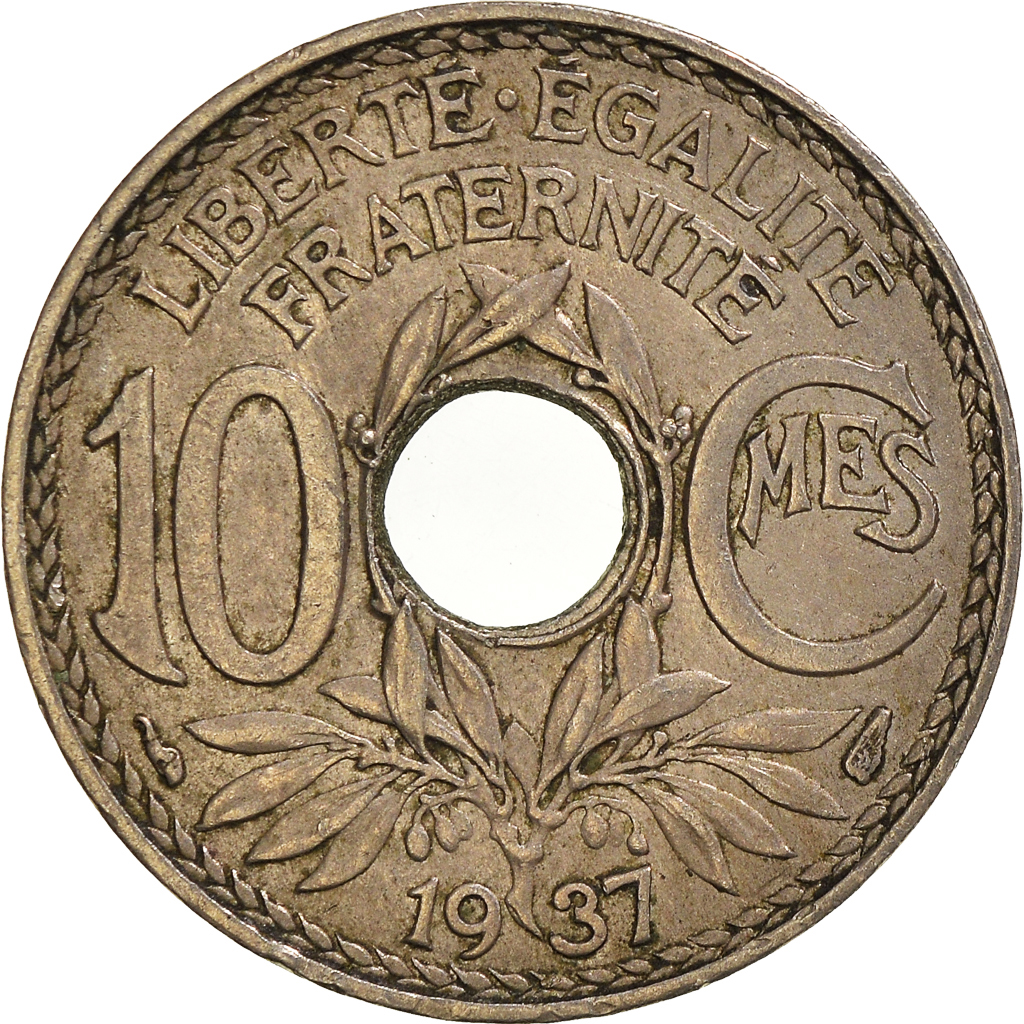Moneda, Francia, 10 Centimes, 1937