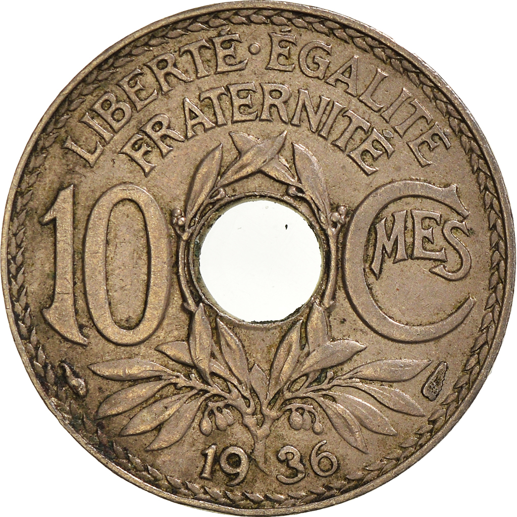 Moneda, Francia, 10 Centimes, 1936