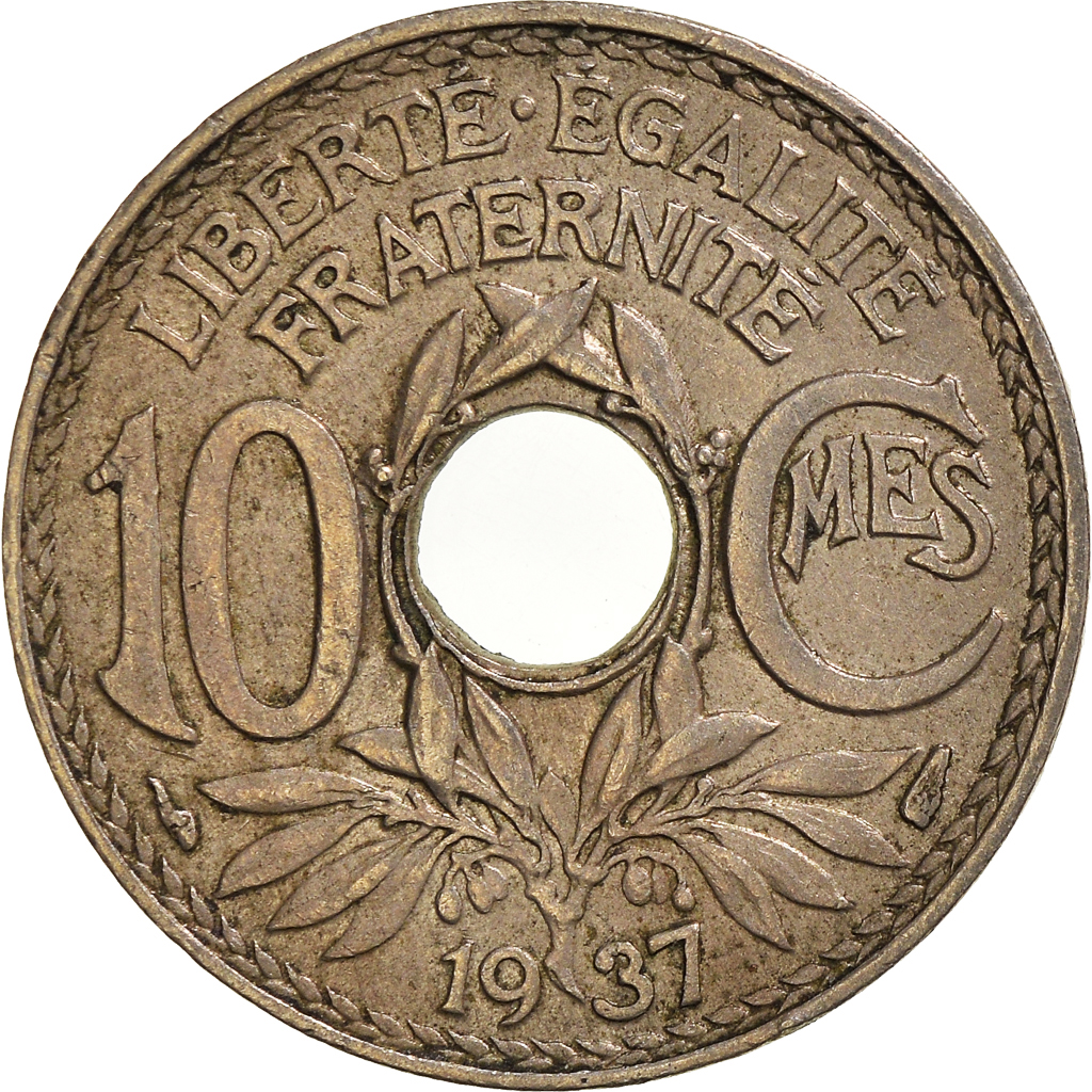 Moneda, Francia, 10 Centimes, 1937