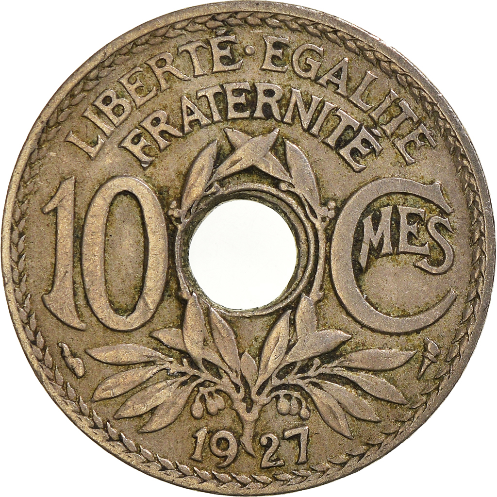 Moneda, Francia, 10 Centimes, 1927