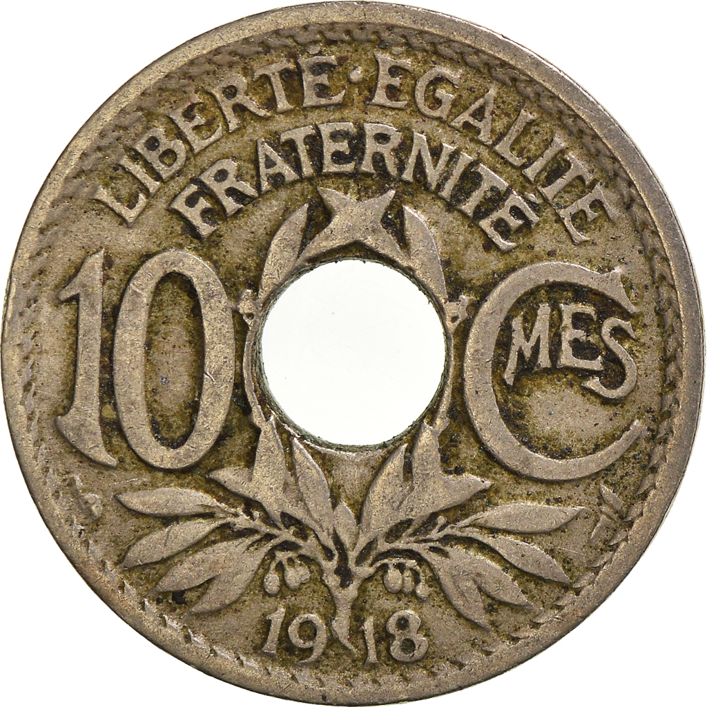 Moneda, Francia, 10 Centimes, 1918