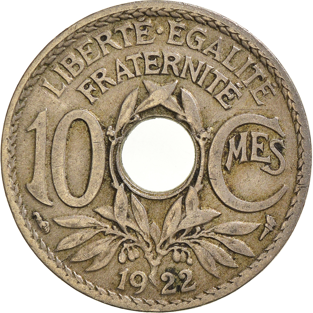 Moneda, Francia, 10 Centimes, 1922