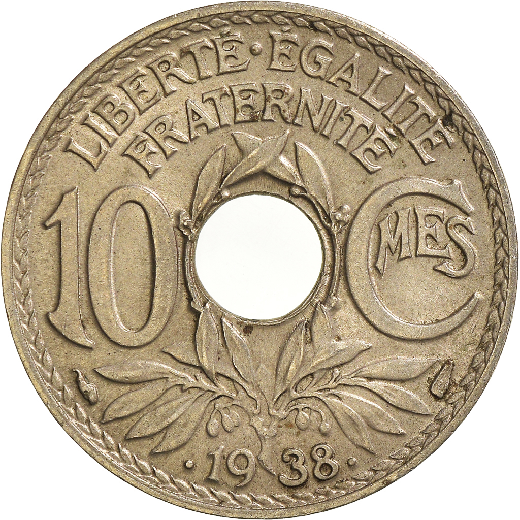 Moneda, Francia, 10 Centimes, 1938