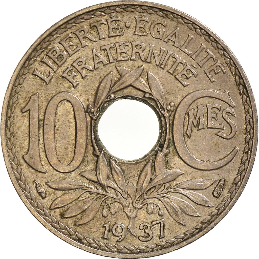 Moneda, Francia, 10 Centimes, 1937
