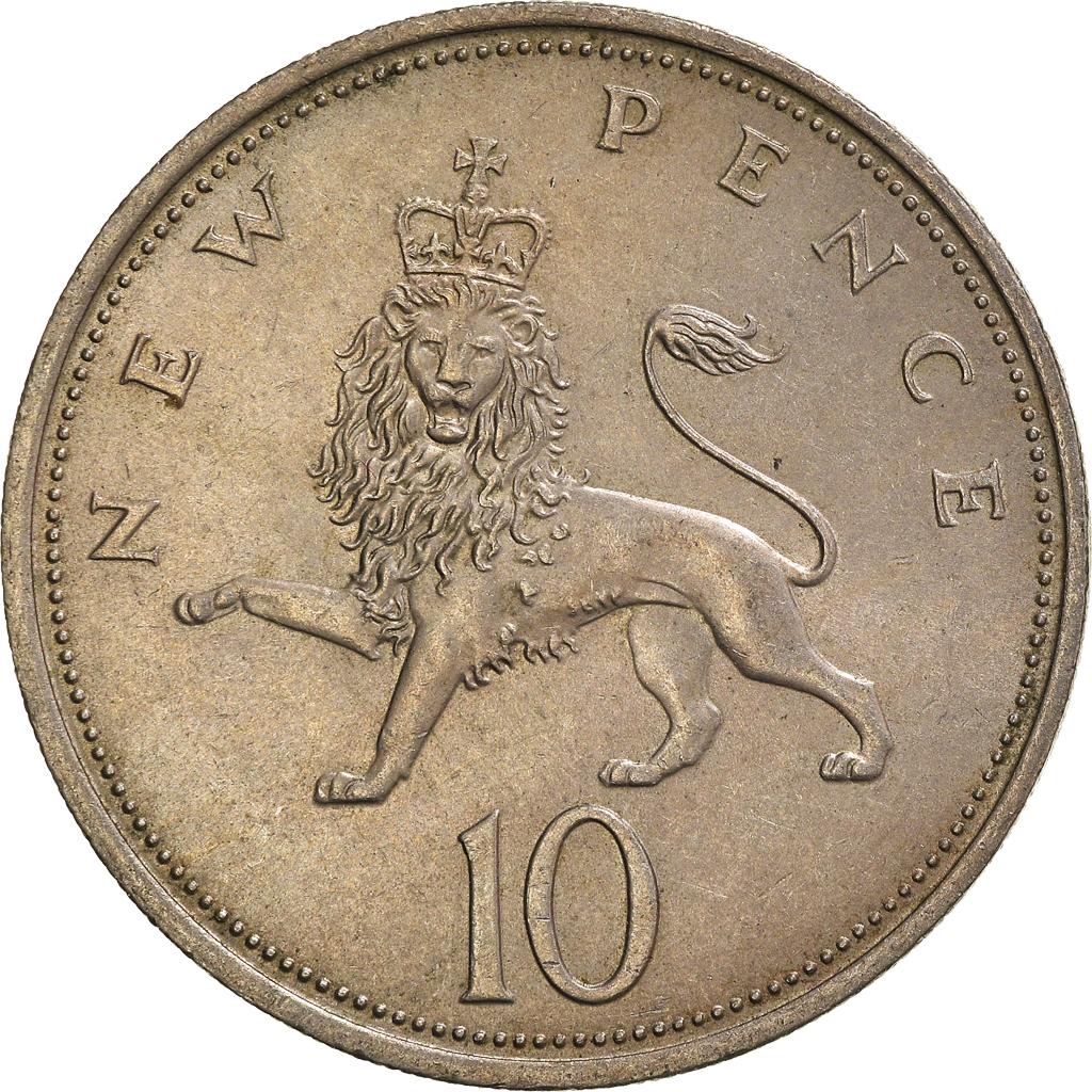 Moneda, Gran Bretaña, 10 New Pence, 1970