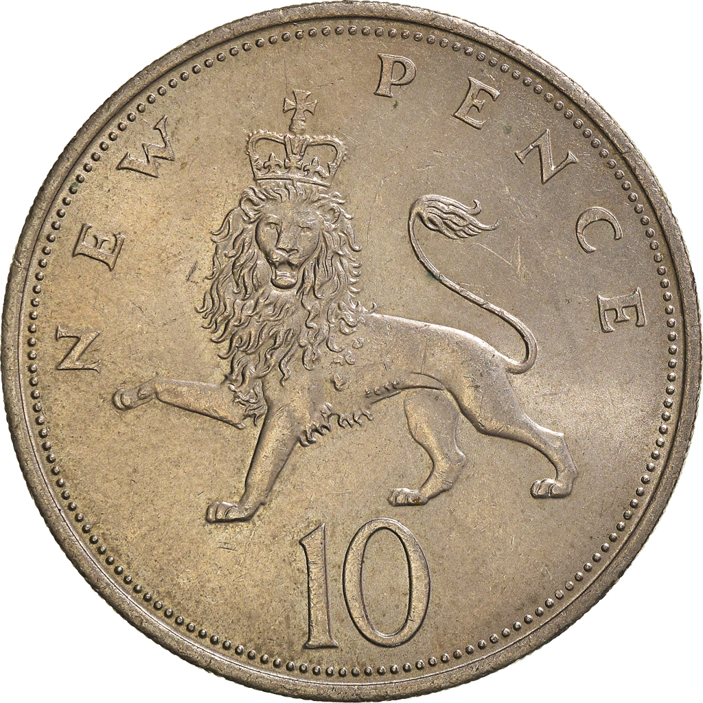 Moneda, Gran Bretaña, 10 New Pence, 1970