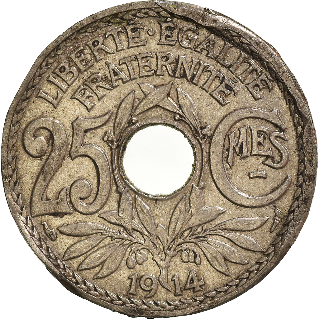Moneda, Francia, 25 Centimes, 1914