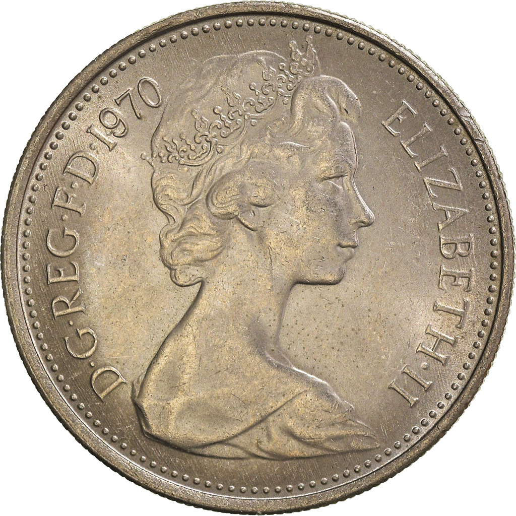 Moneda, Gran Bretaña, 5 New Pence, 1970