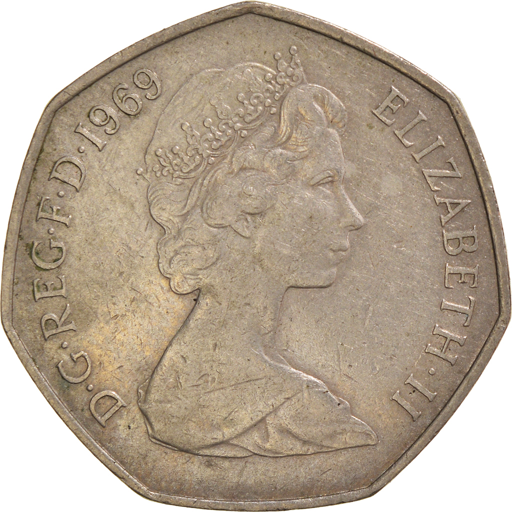 Moneda, Gran Bretaña, 50 New Pence, 1969