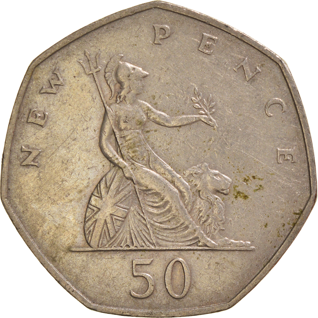 Moneda, Gran Bretaña, 50 New Pence, 1969