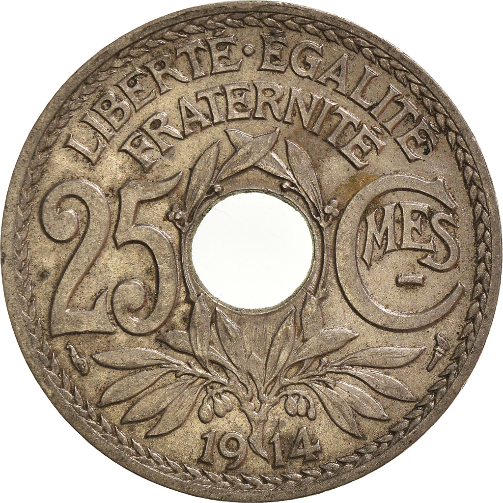 Moneda, Francia, 25 Centimes, 1914