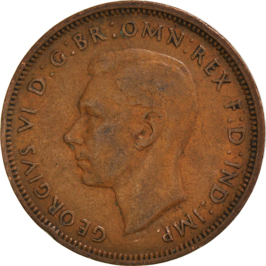 Moneda, Gran Bretaña, 1/2 Penny, 1945