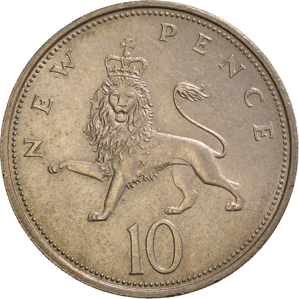Moneda, Gran Bretaña, 10 New Pence, 1968