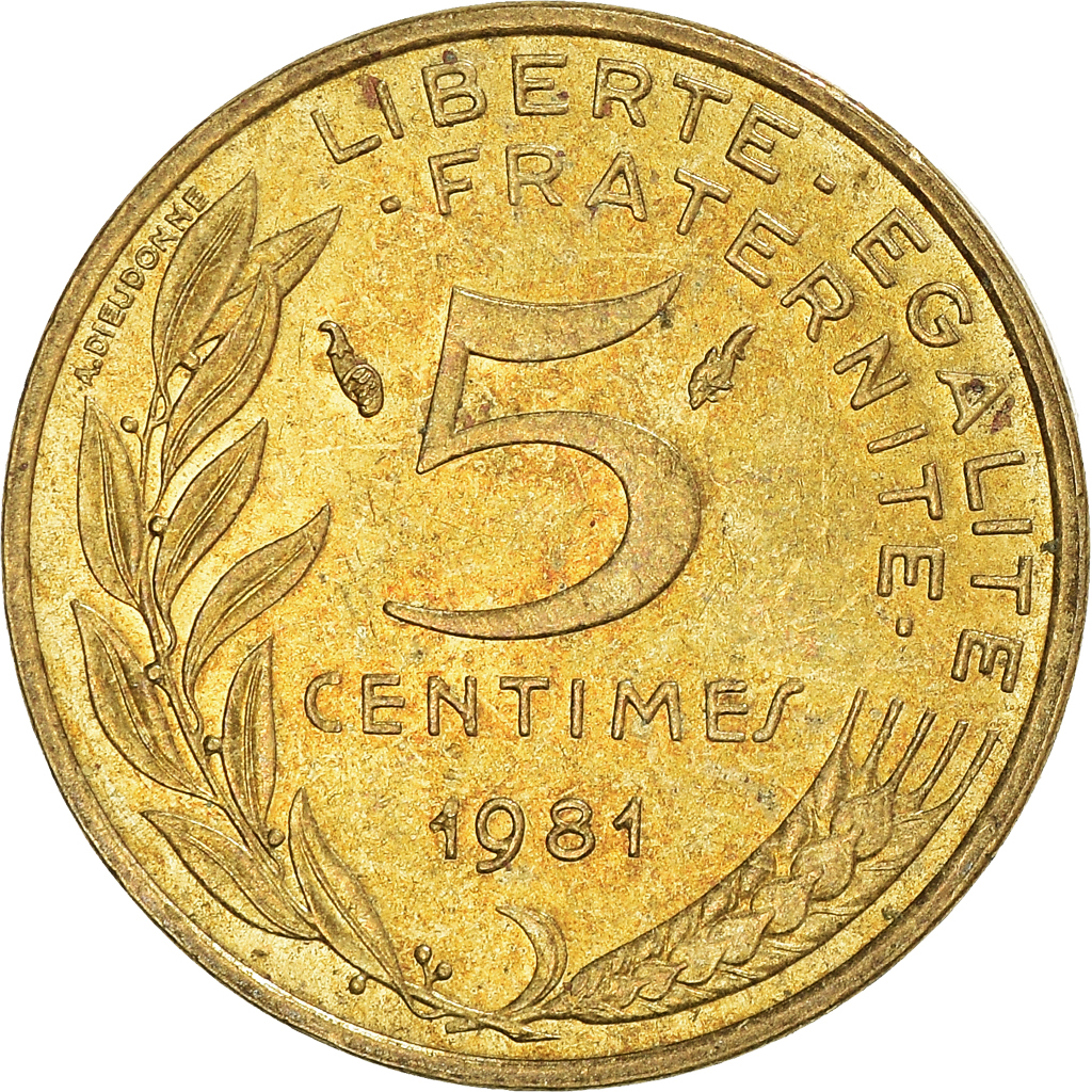 Moneda, Francia, 5 Centimes, 1981