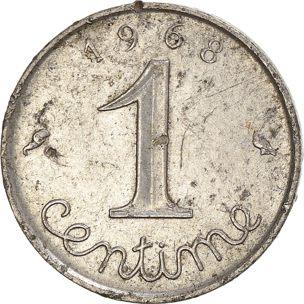 Moneda, Francia, Centime, 1968