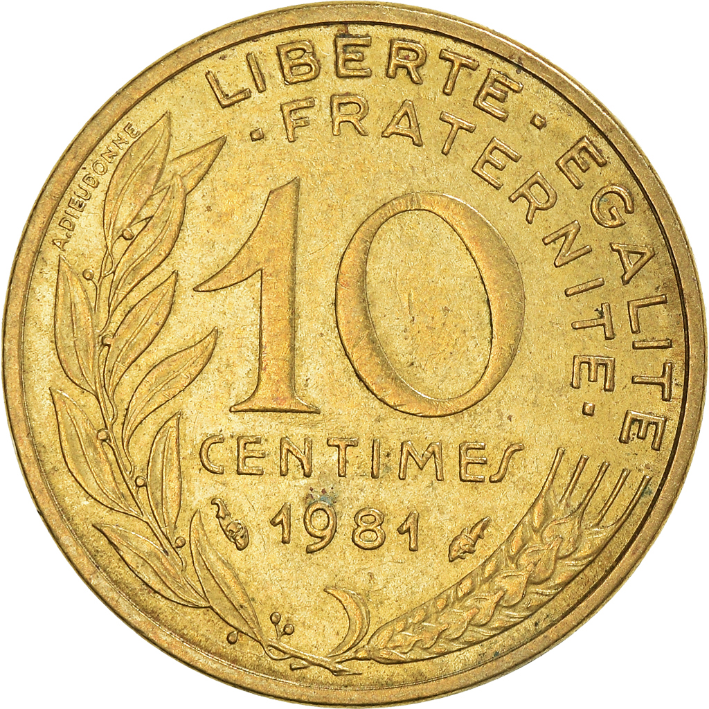Moneda, Francia, 10 Centimes, 1981