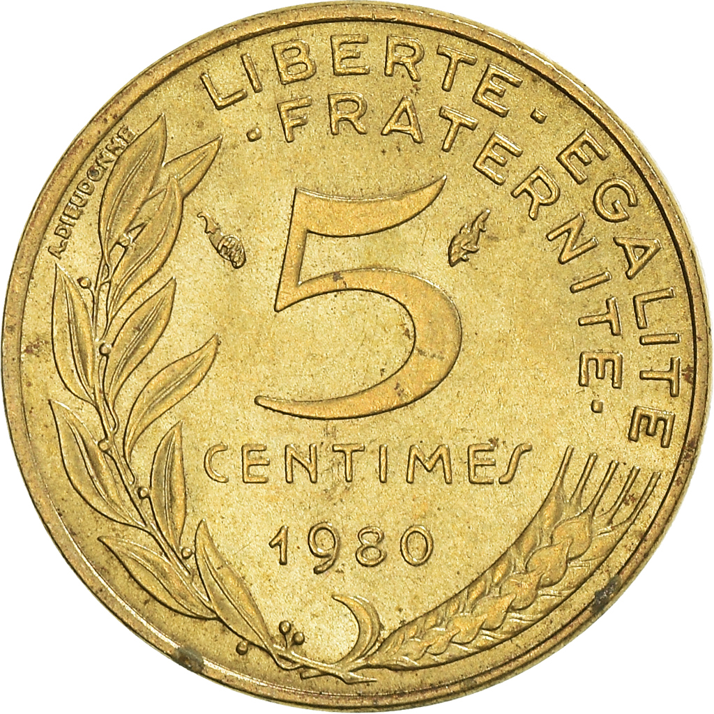 Moneda, Francia, 5 Centimes, 1980
