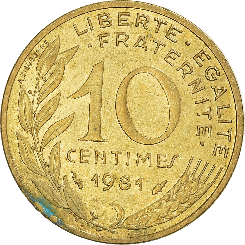 Moneda, Francia, 10 Centimes, 1981