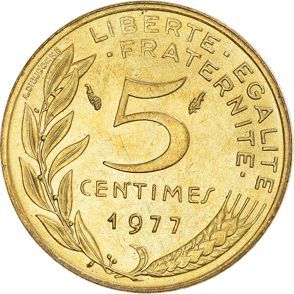 Moneda, Francia, 5 Centimes, 1977