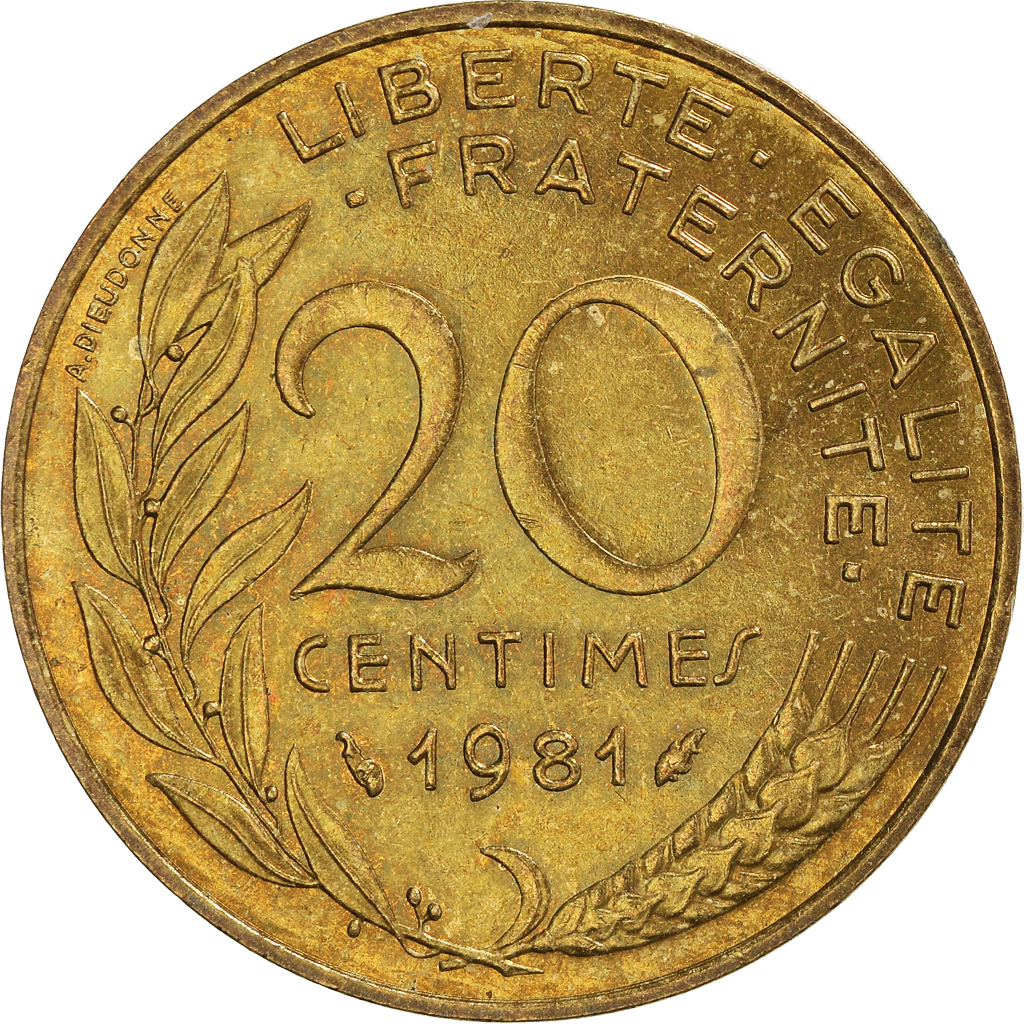 Moneda, Francia, 20 Centimes, 1981