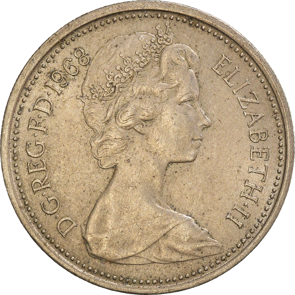 Moneda, Gran Bretaña, 5 New Pence, 1968