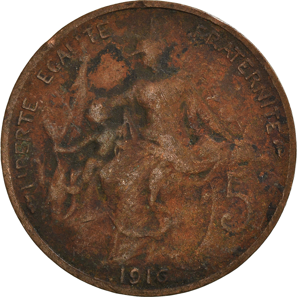 Moneda, Francia, 5 Centimes, 1916