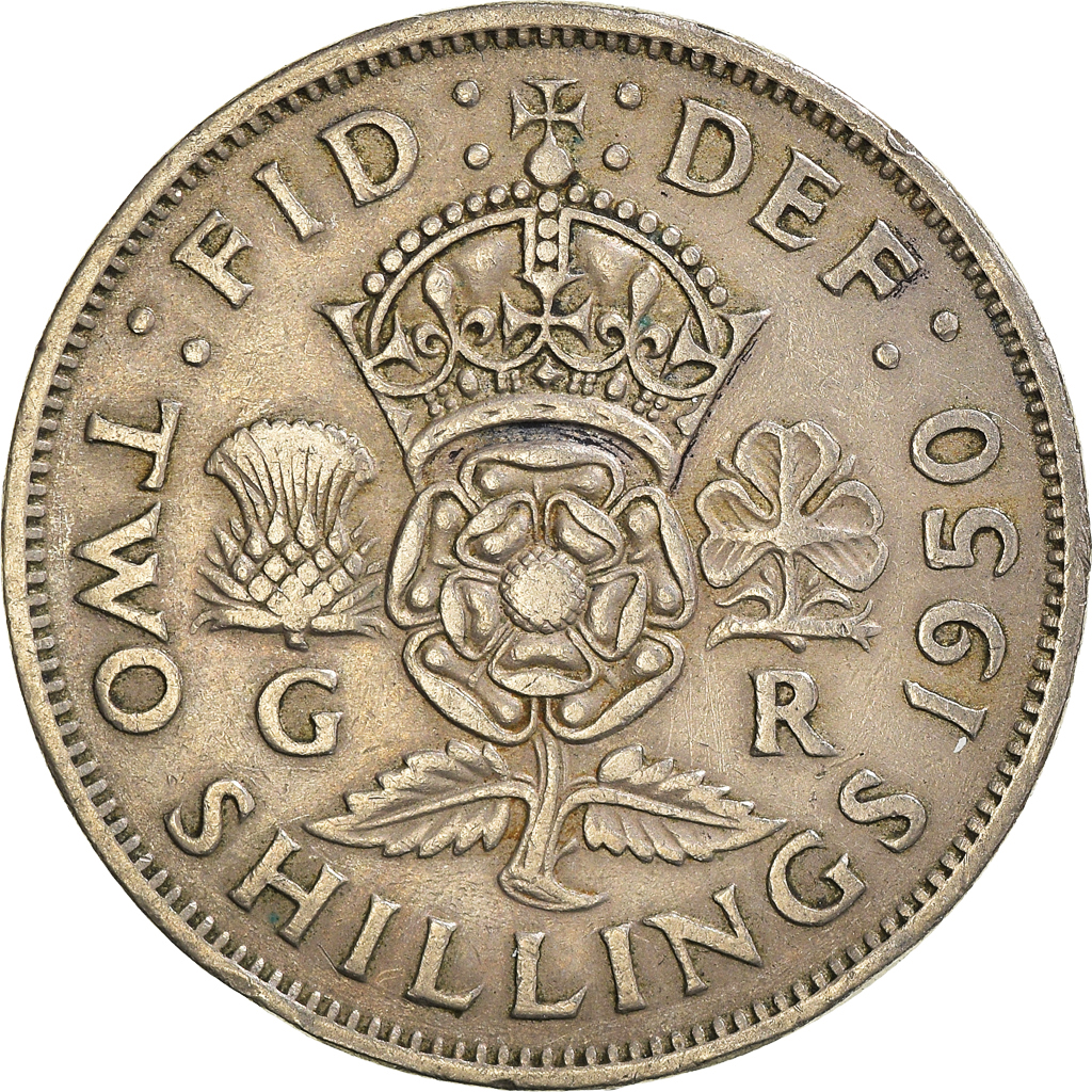 Moneda, Gran Bretaña, Florin, Two Shillings, 1950