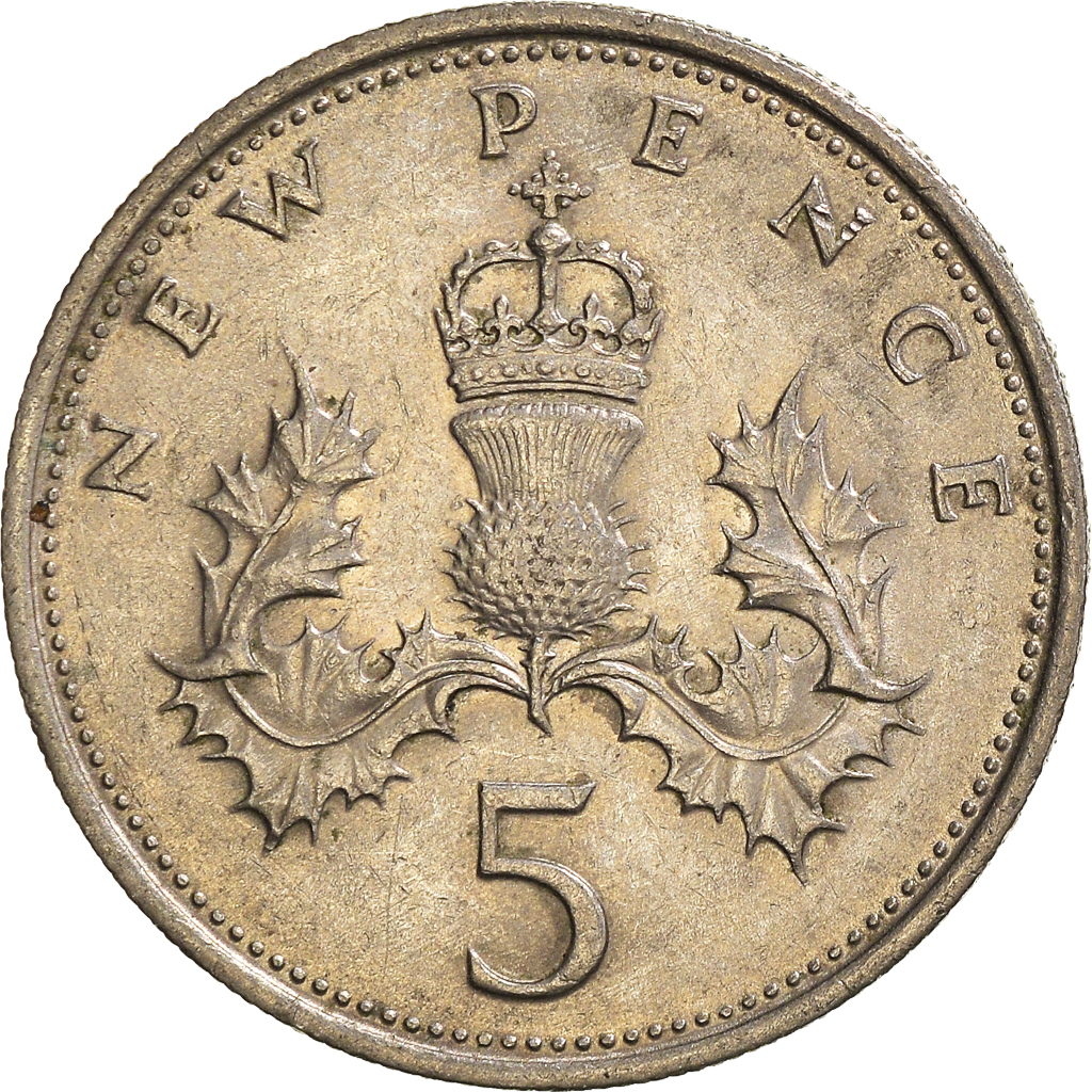 Moneda, Gran Bretaña, 5 New Pence, 1970