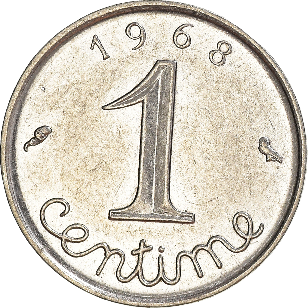 Moneda, Francia, Centime, 1968