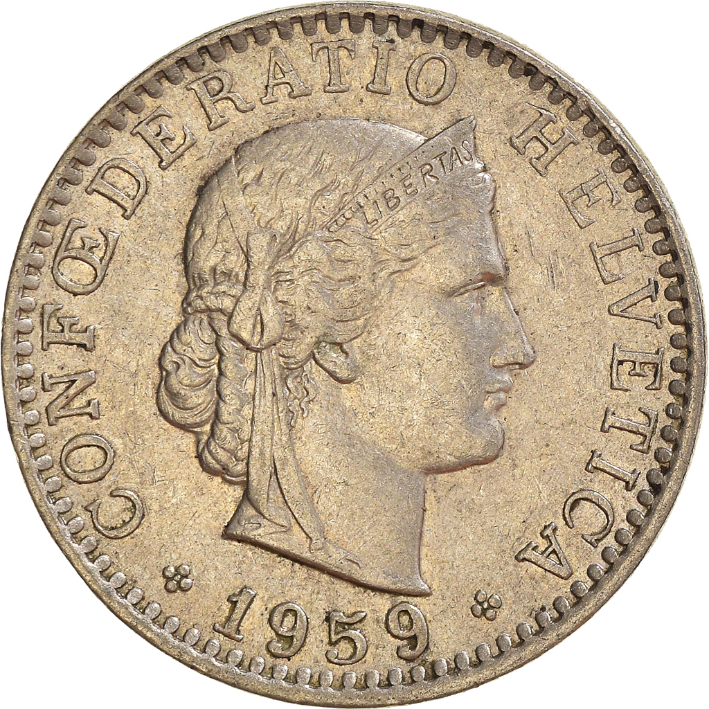 Moneda, Suiza, 20 Rappen, 1959
