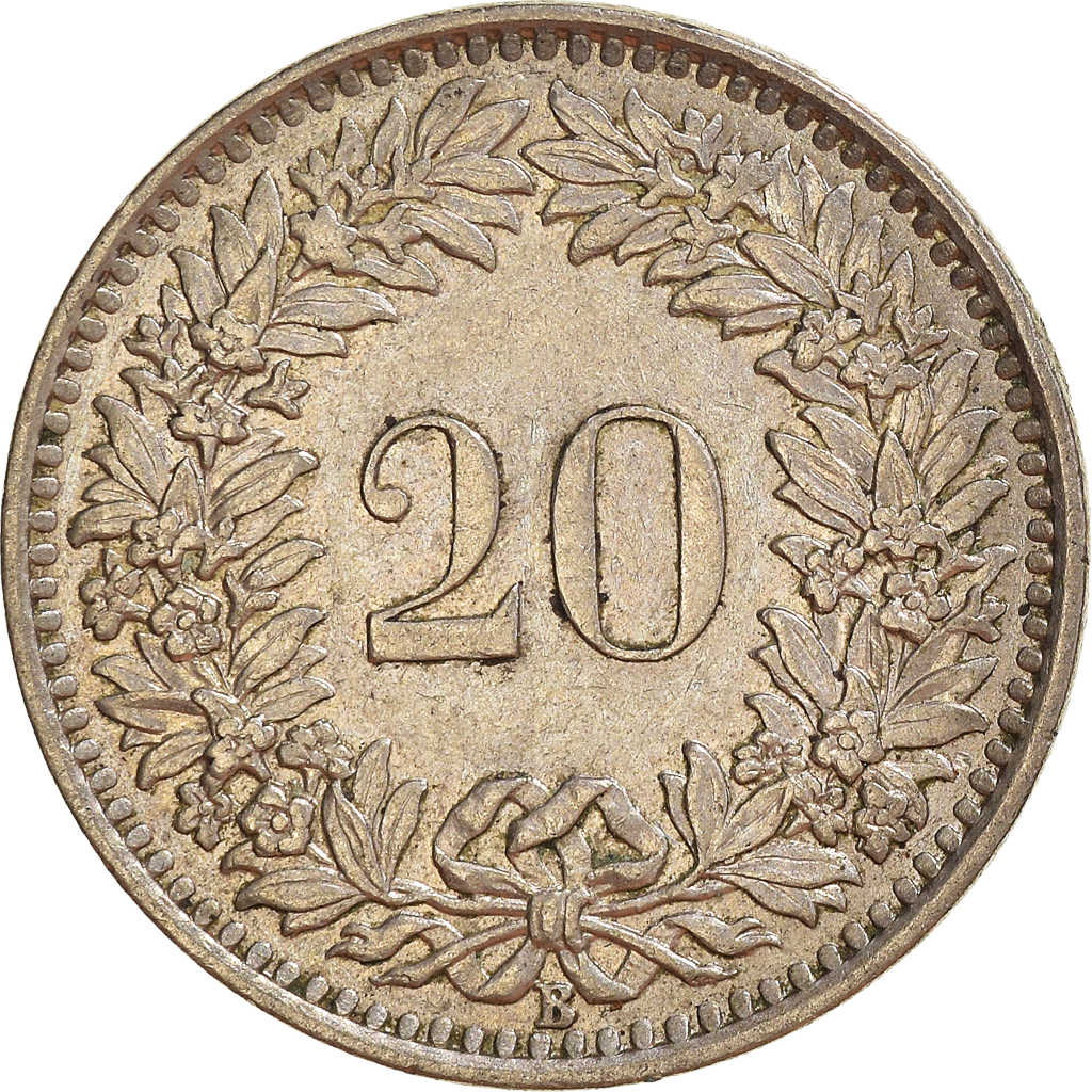Moneda, Suiza, 20 Rappen, 1959
