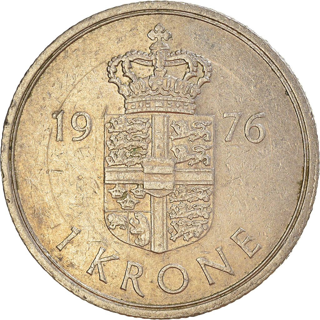 Moneda, Dinamarca, Krone, 1976