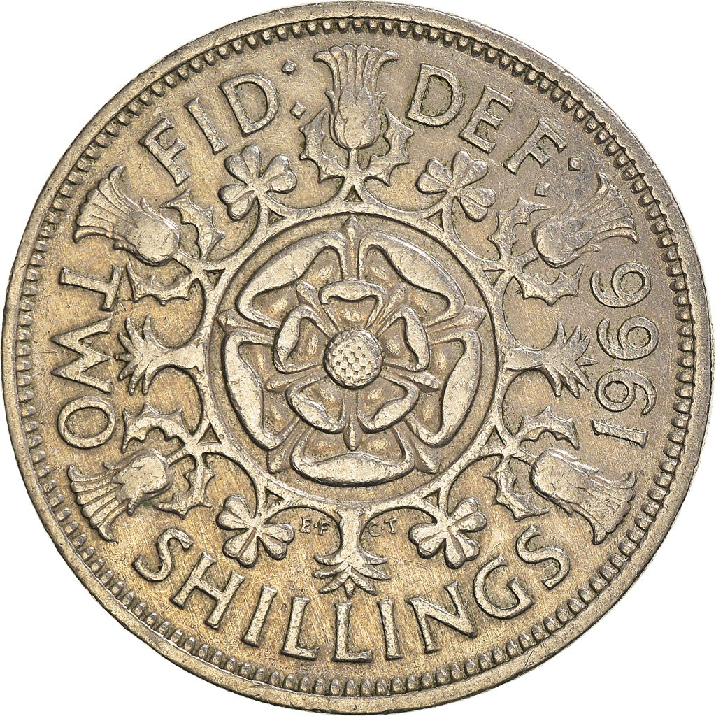 Moneda, Gran Bretaña, Florin, Two Shillings, 1966