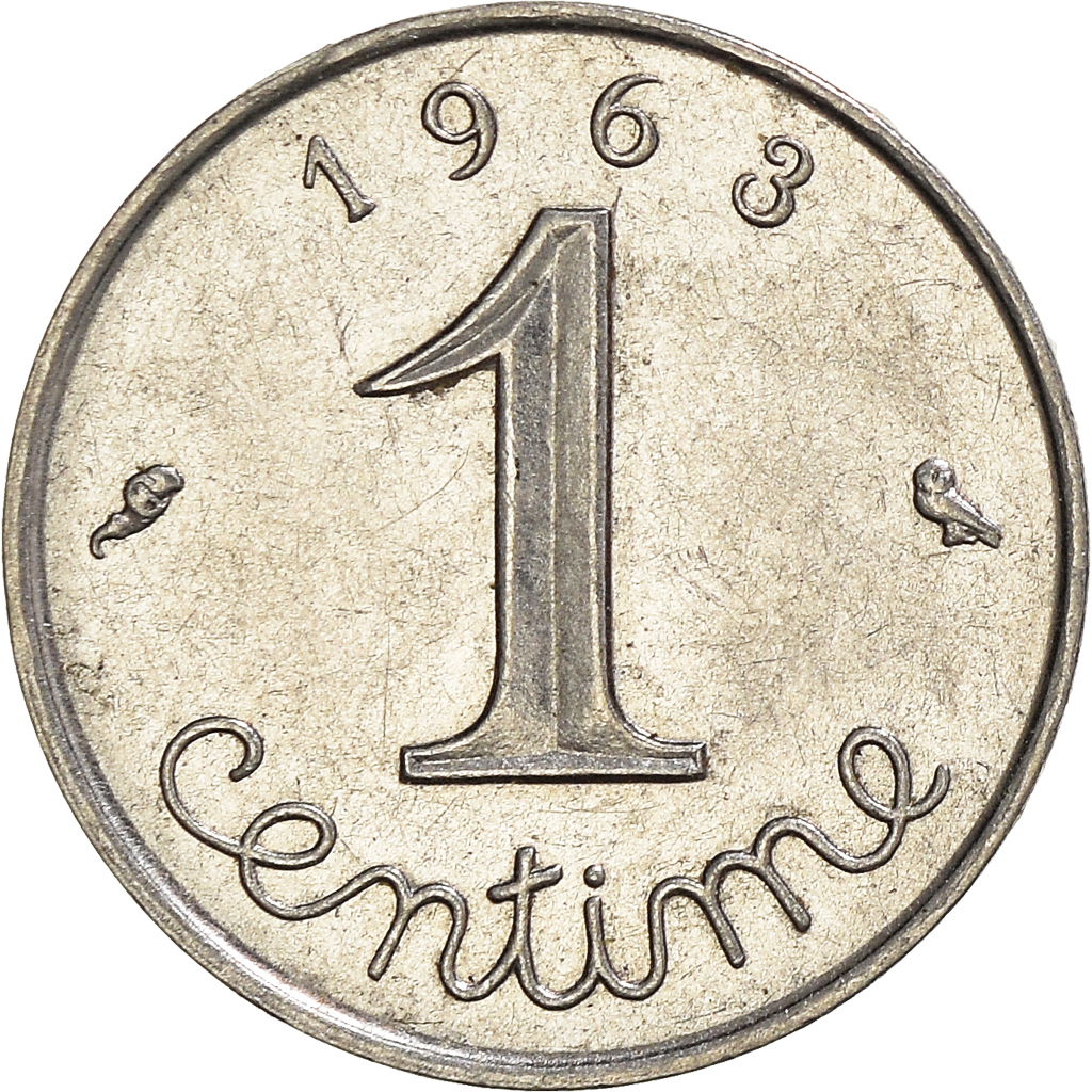Moneda, Francia, Centime, 1963