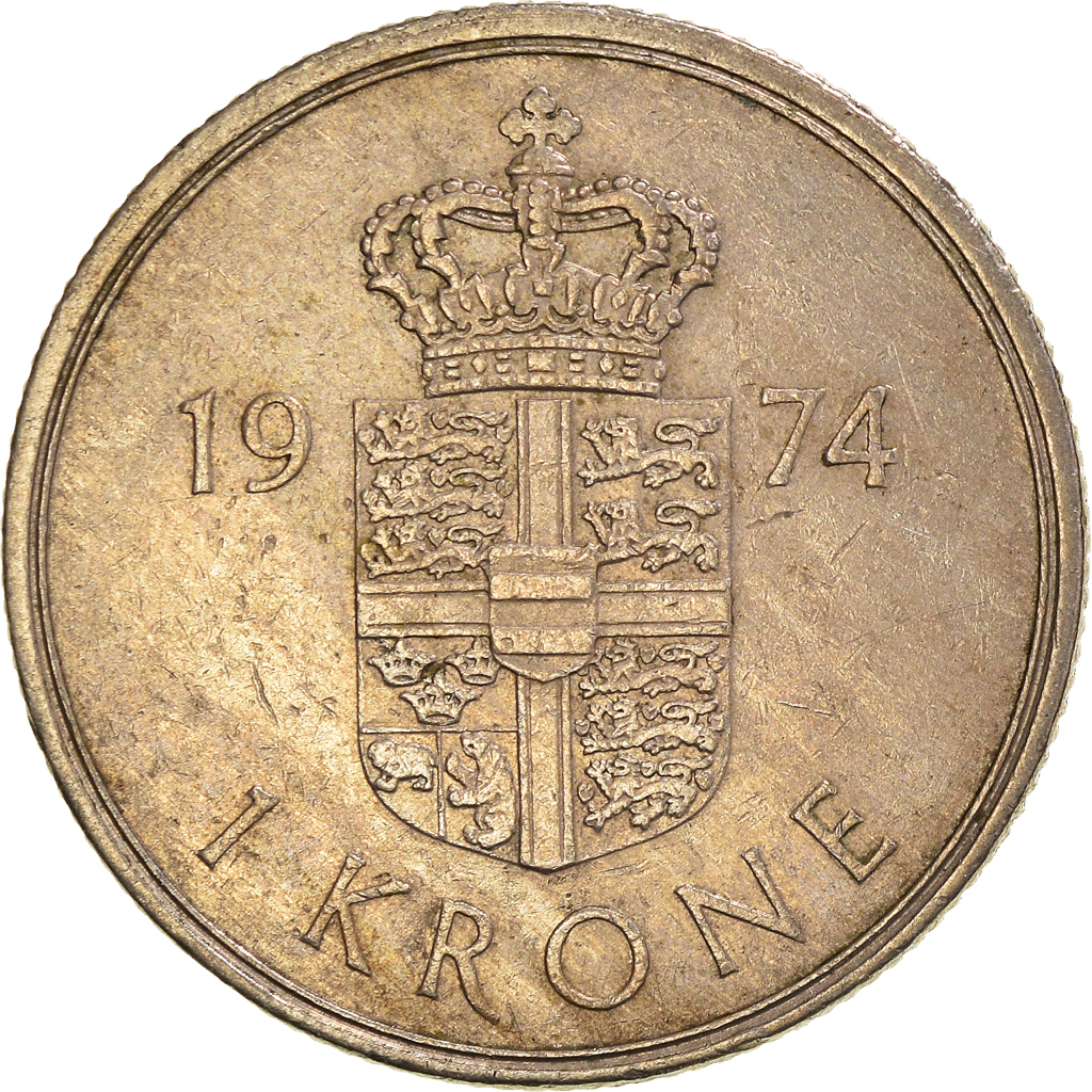 Moneda, Dinamarca, Krone, 1974