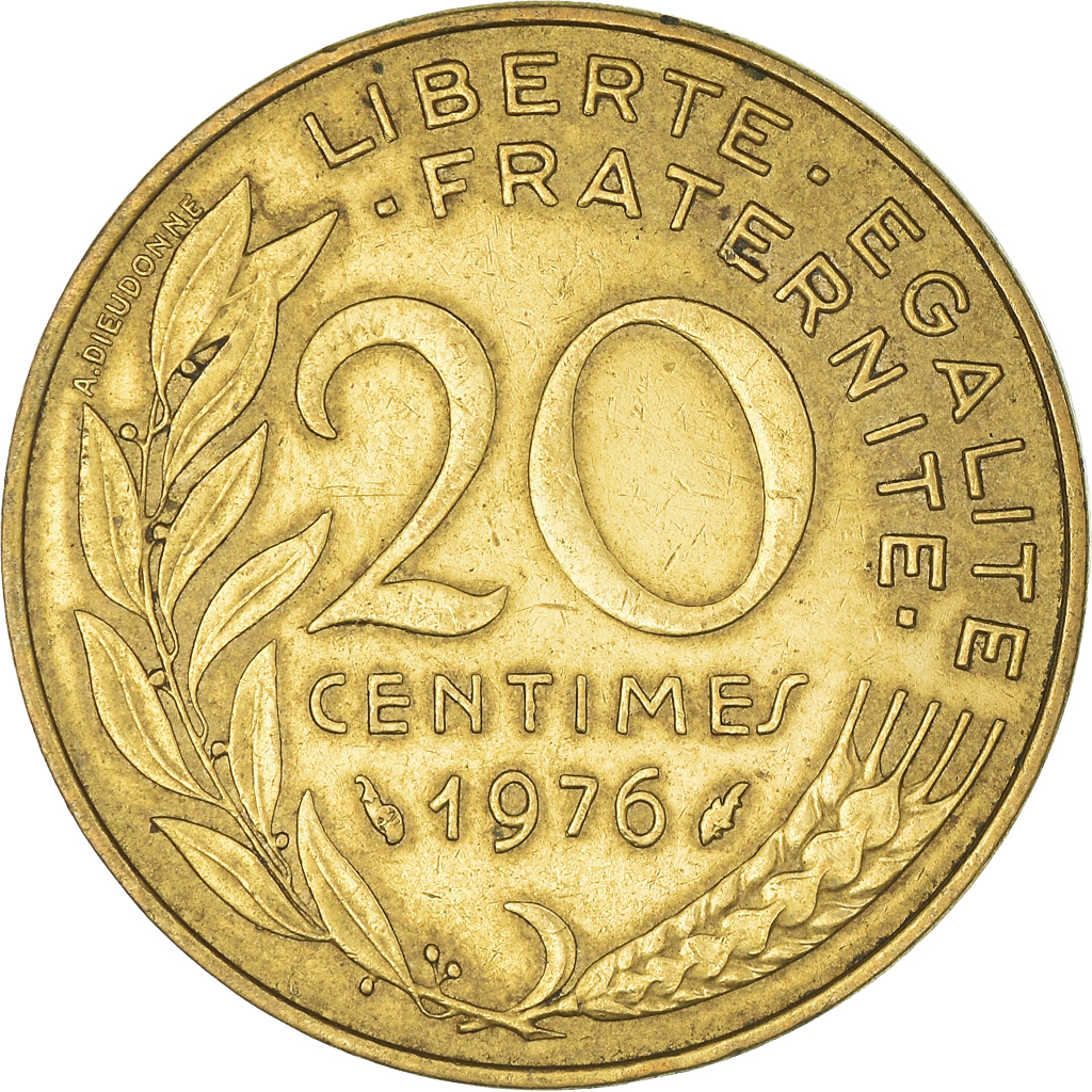 Moneda, Francia, 20 Centimes, 1976