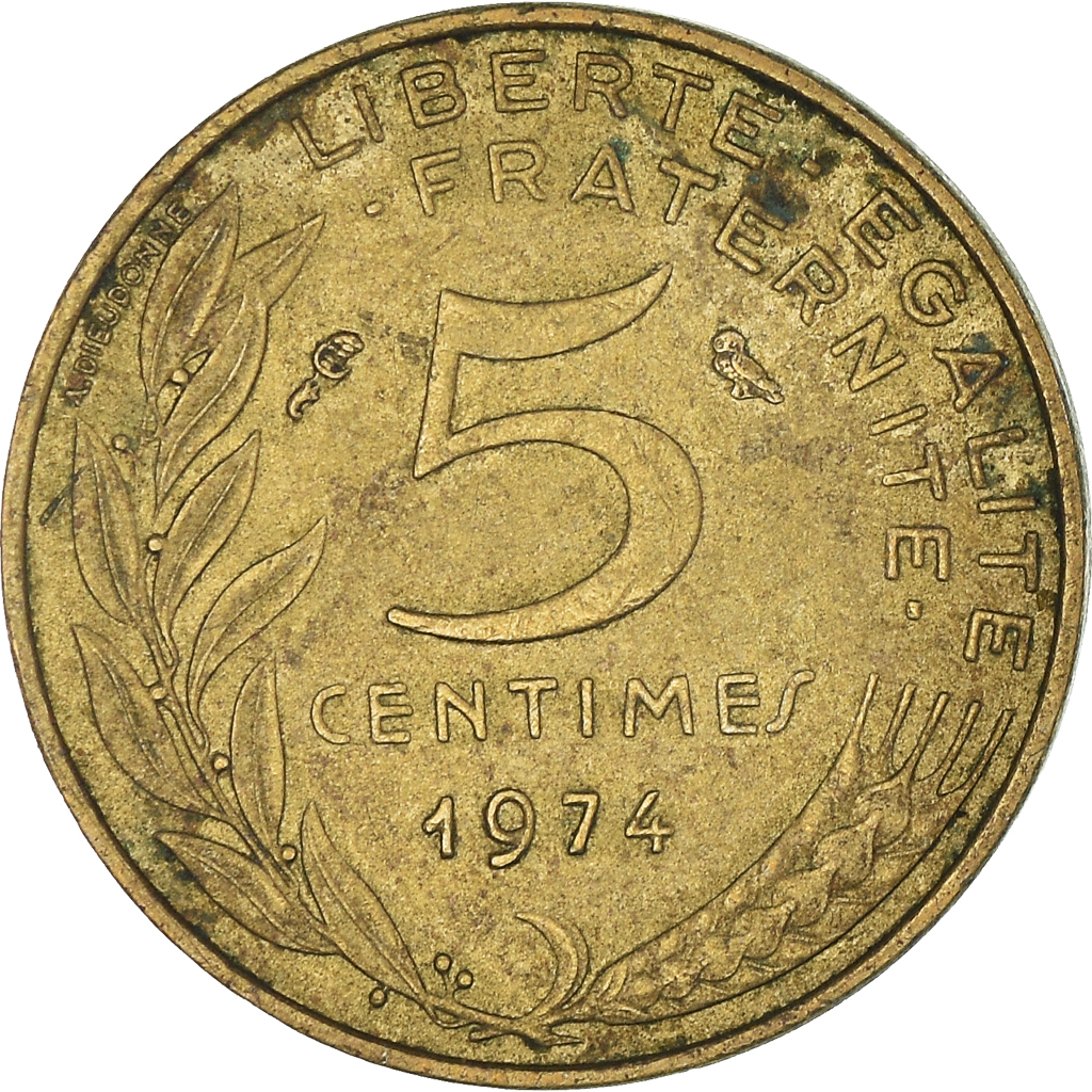 Moneda, Francia, 5 Centimes, 1974