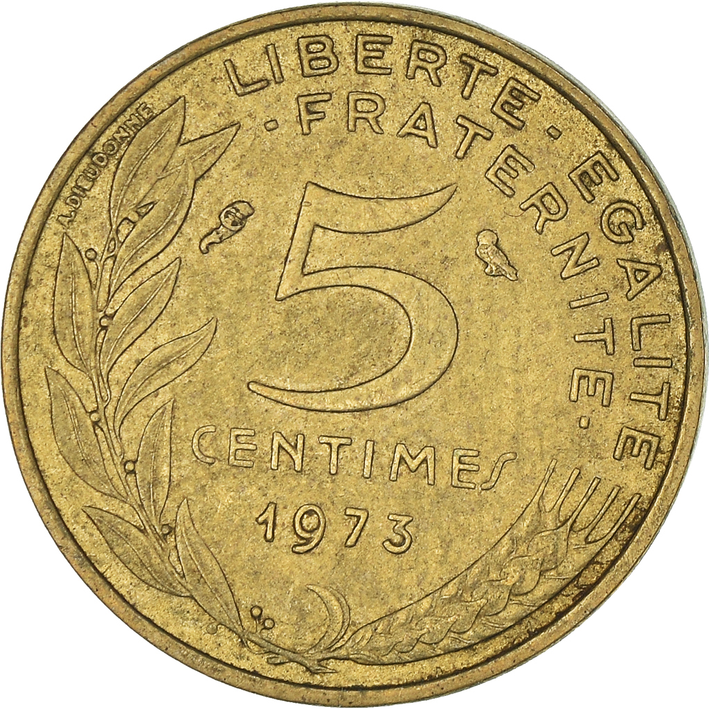 Moneda, Francia, 5 Centimes, 1973