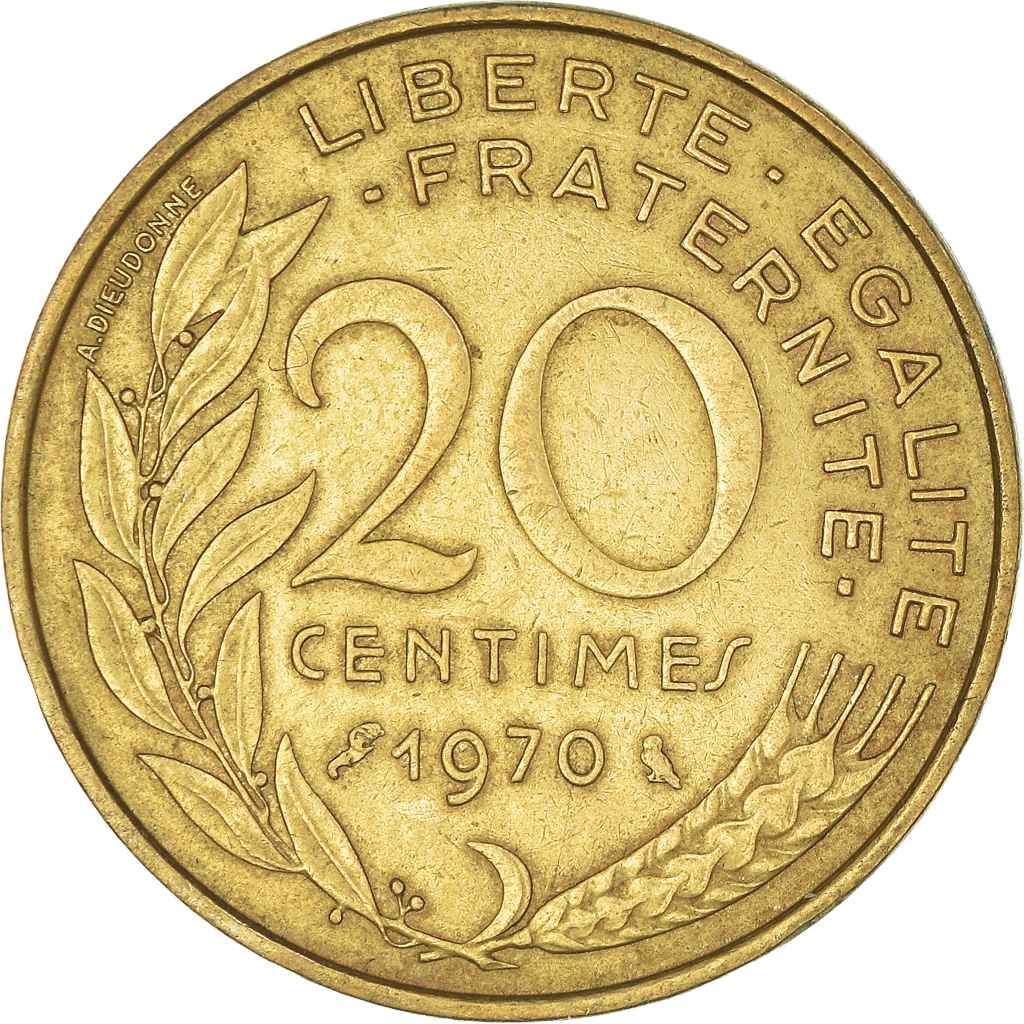 Moneda, Francia, 20 Centimes, 1970