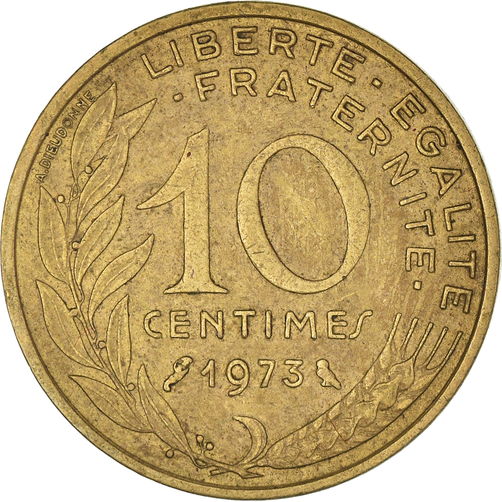 Moneda, Francia, 10 Centimes, 1973