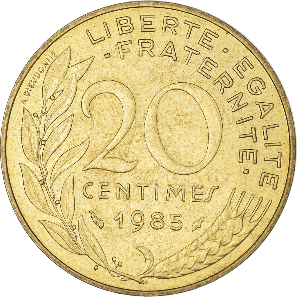Moneda, Francia, 20 Centimes, 1985