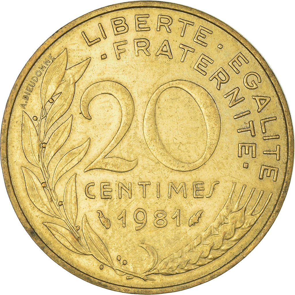 Moneda, Francia, 20 Centimes, 1981