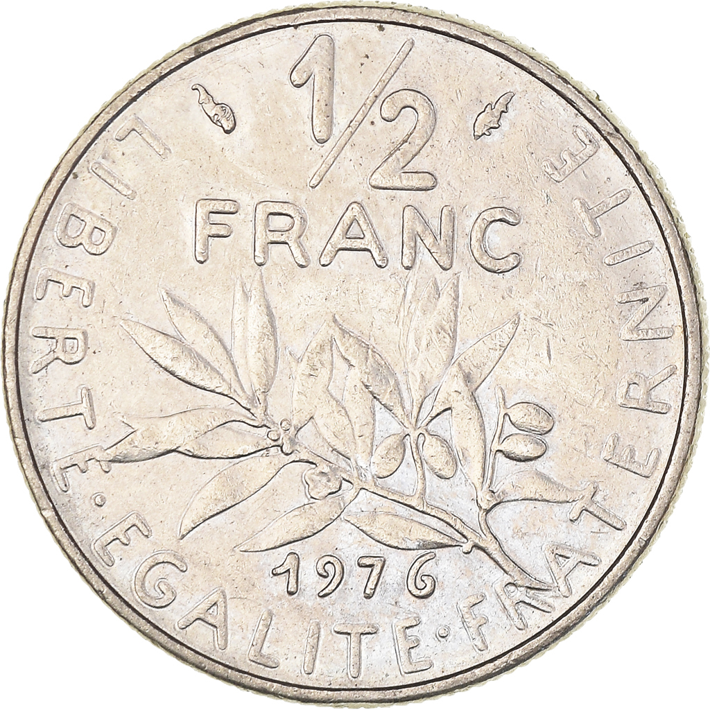 Moneda, Francia, 1/2 Franc, 1976