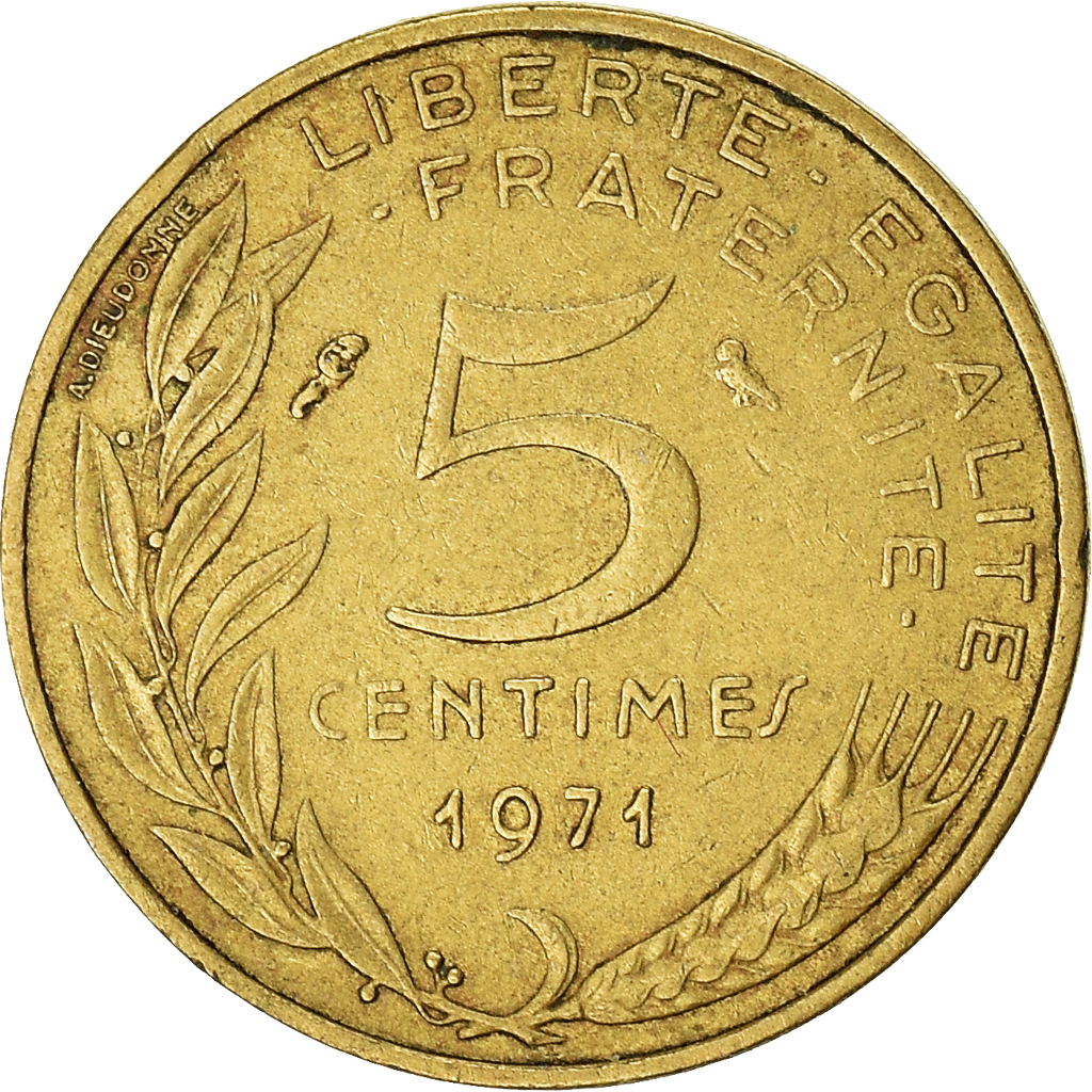 Moneda, Francia, 5 Centimes, 1971