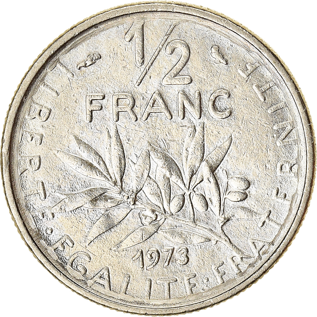 Moneda, Francia, 1/2 Franc, 1973