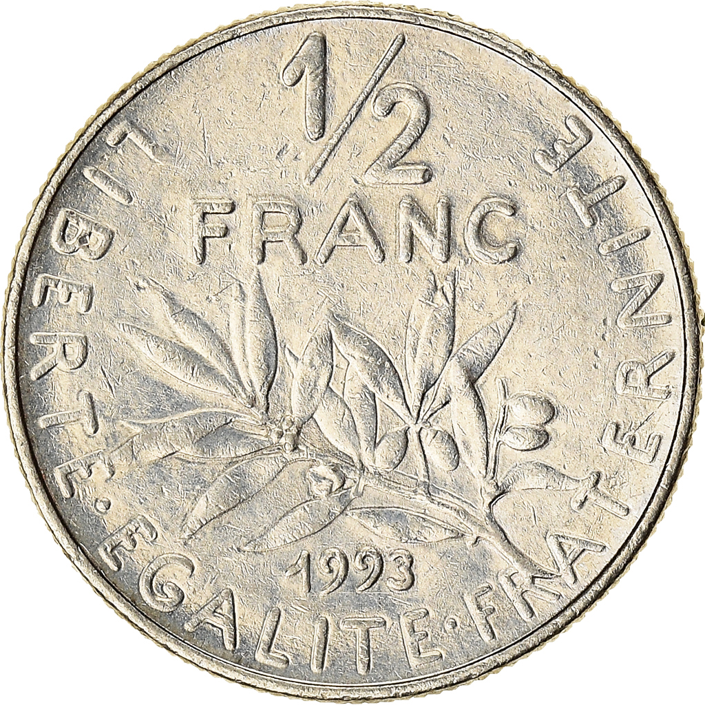 Moneda, Francia, 1/2 Franc, 1993