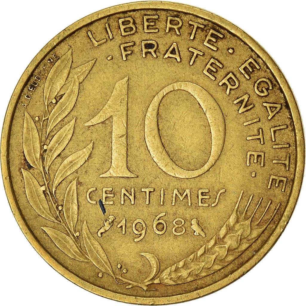 Moneda, Francia, 10 Centimes, 1968