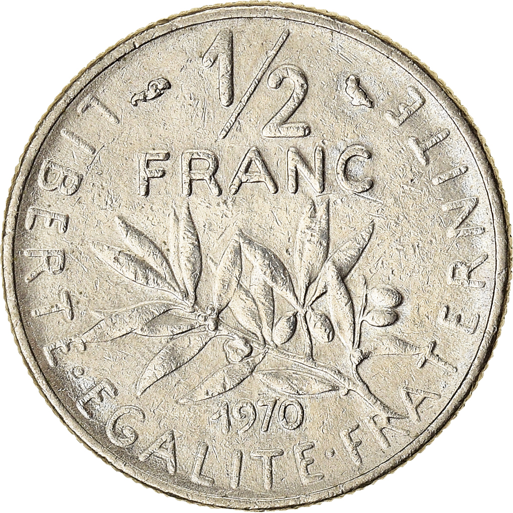Moneda, Francia, 1/2 Franc, 1970