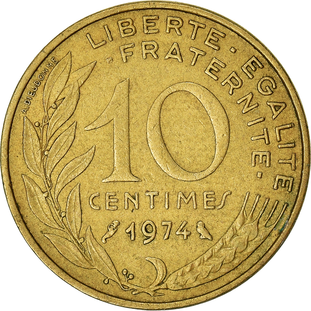Moneda, Francia, 10 Centimes, 1974